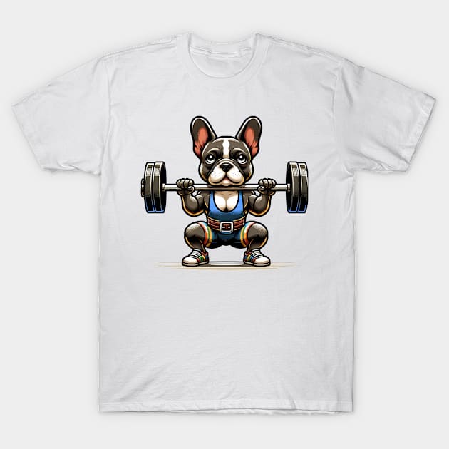 CrossFit Squat Champ: French Bulldog Power T-Shirt by Purrformance Wear